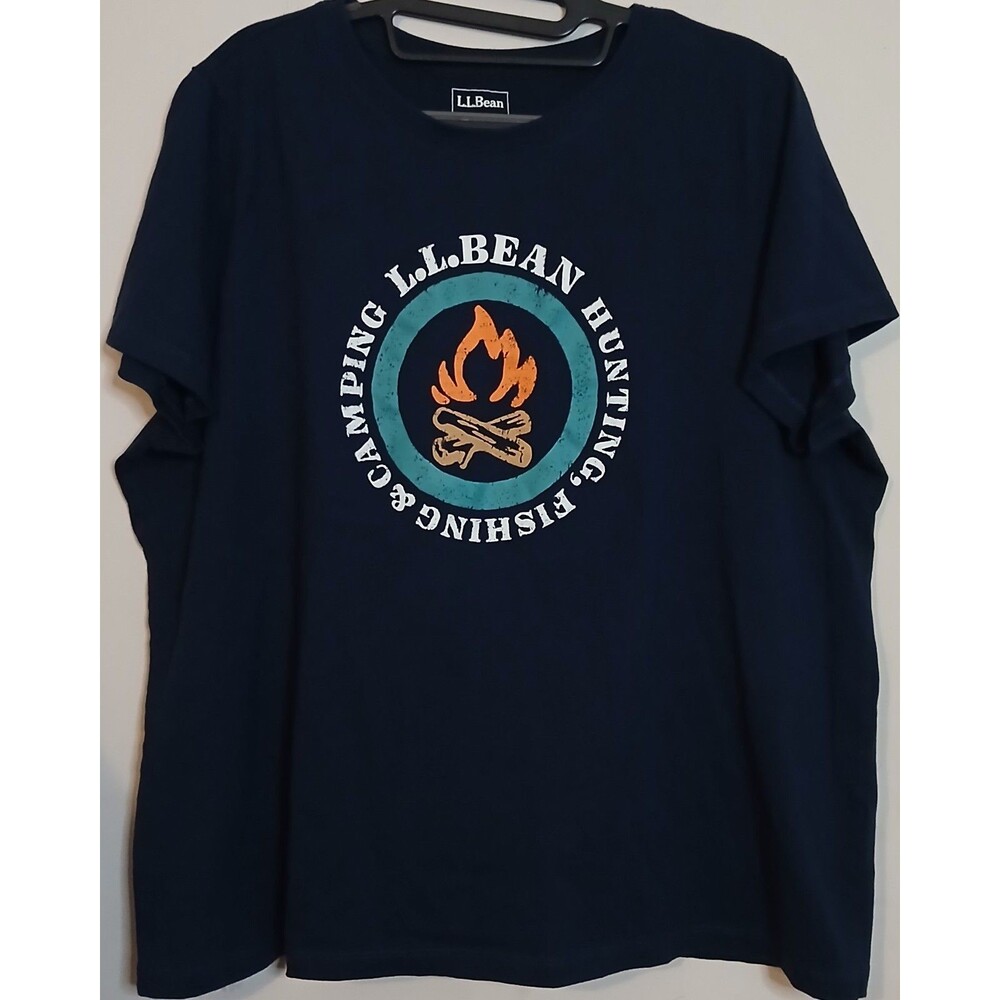 L.L.Bean Camping Fishing Hunting T-Shirt Women's 1X Plus Navy Graphic Gorpcore